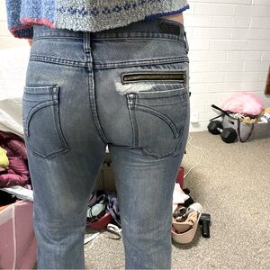 Men’s 34x30 Ring of Fire Distressed Jeans Destroyed Holey Zipper Pocket Faded